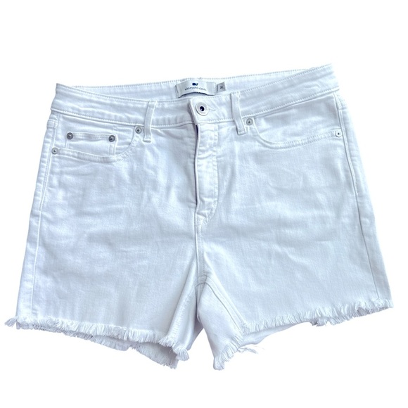 Vineyard Vines Jamie Fringe White Jean Shorts Size 30 - Picture 1 of 7